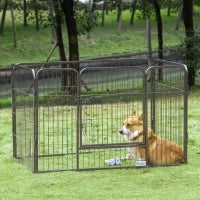 Box per Cani in Metallo con Porta e Vassoio sul Fondo, 125x78x80cm, Grigio