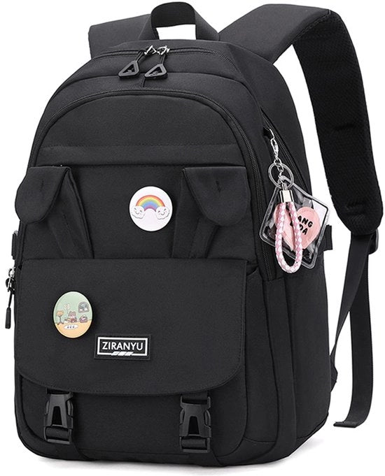 Borsa da Spalla per Donna Borsa da Scuola per Ragazze Adolescenti, Borse da Laptop 15,6 Pollici Borsa da Scuola per College Borsa da Viaggio con Chiusura Anti-Furto Grande Tasca per Libri per Ragazze Adolescenti Donne Studentesse (Nero)