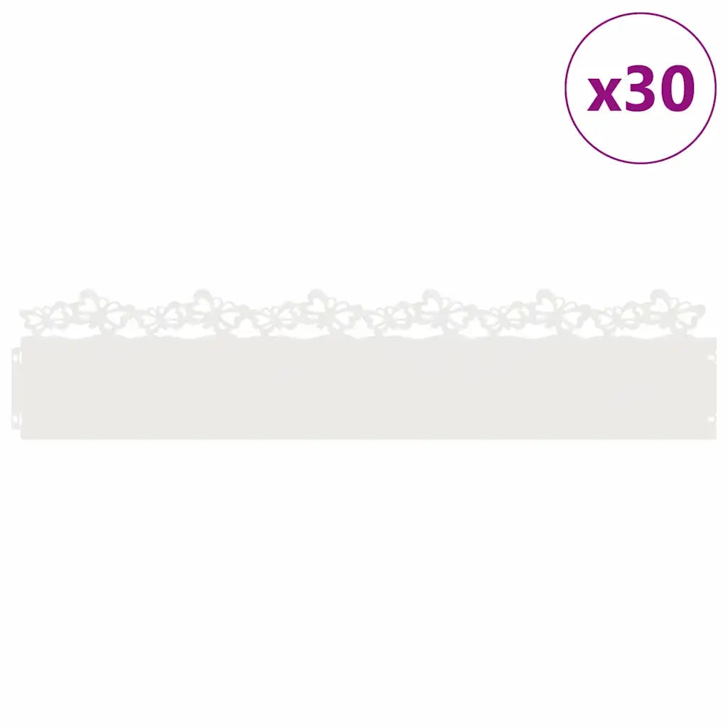Bordure per prato 30 pcs Bianco 103 x 0,05 x 22 cm Acciaio