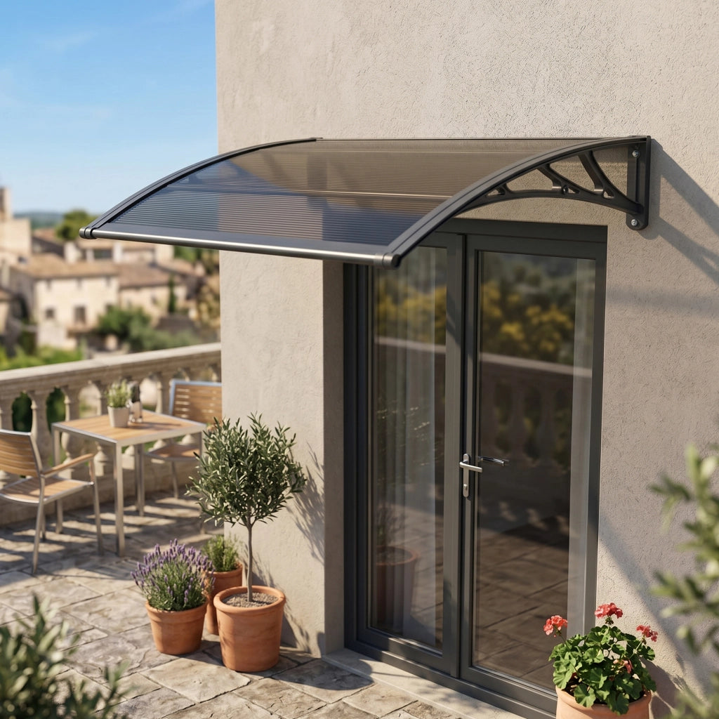 Pensilina per Ingresso Mellerud in Policarbonato 120 x 80 cm Marrone / Nero [en.casa]