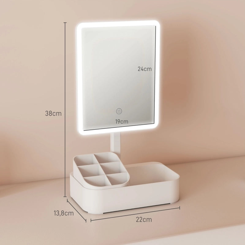 Specchio per il trucco a LED ricaricabile con luce, ruotabile a 180¡ã, con 2 modalit¨¤ di illuminazione, bianco