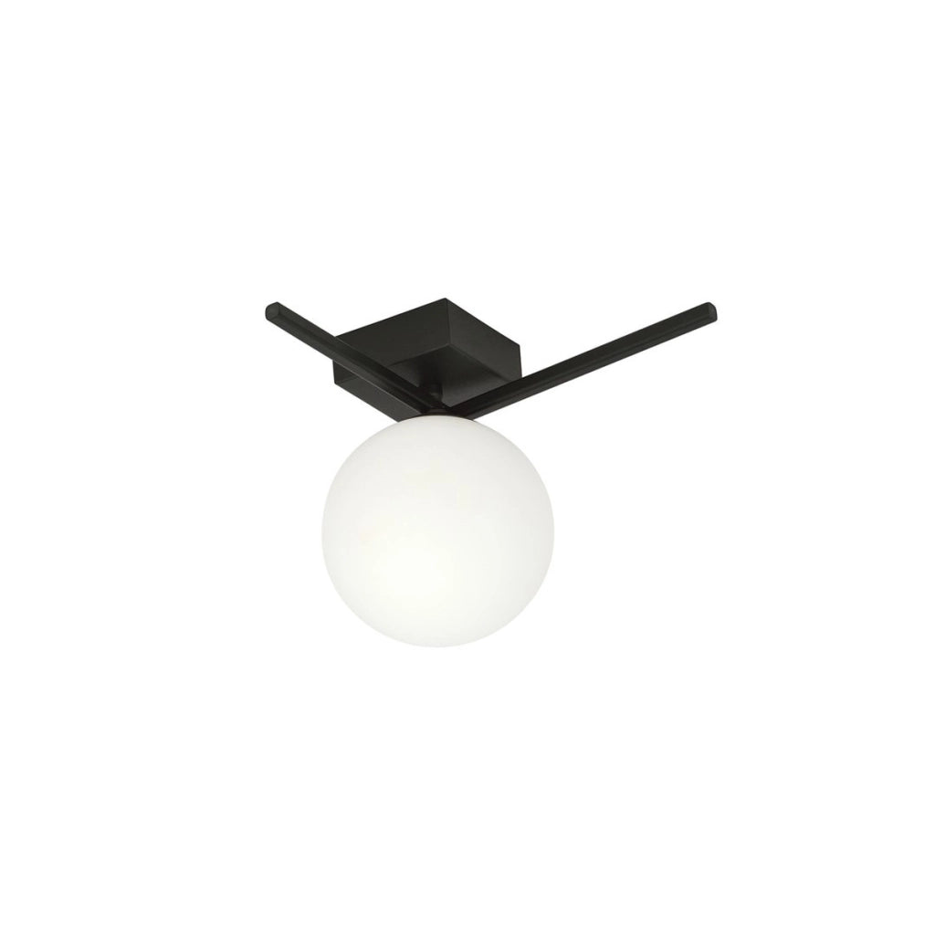 Lampada da soffitto IMAGO in acciaio nero e vetro opale