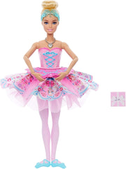 Barbie Lo Schiaccianoci - Clara, bambola con tutu trasformabile ed effetto ombre a sorpresa, collana con medaglione a fo