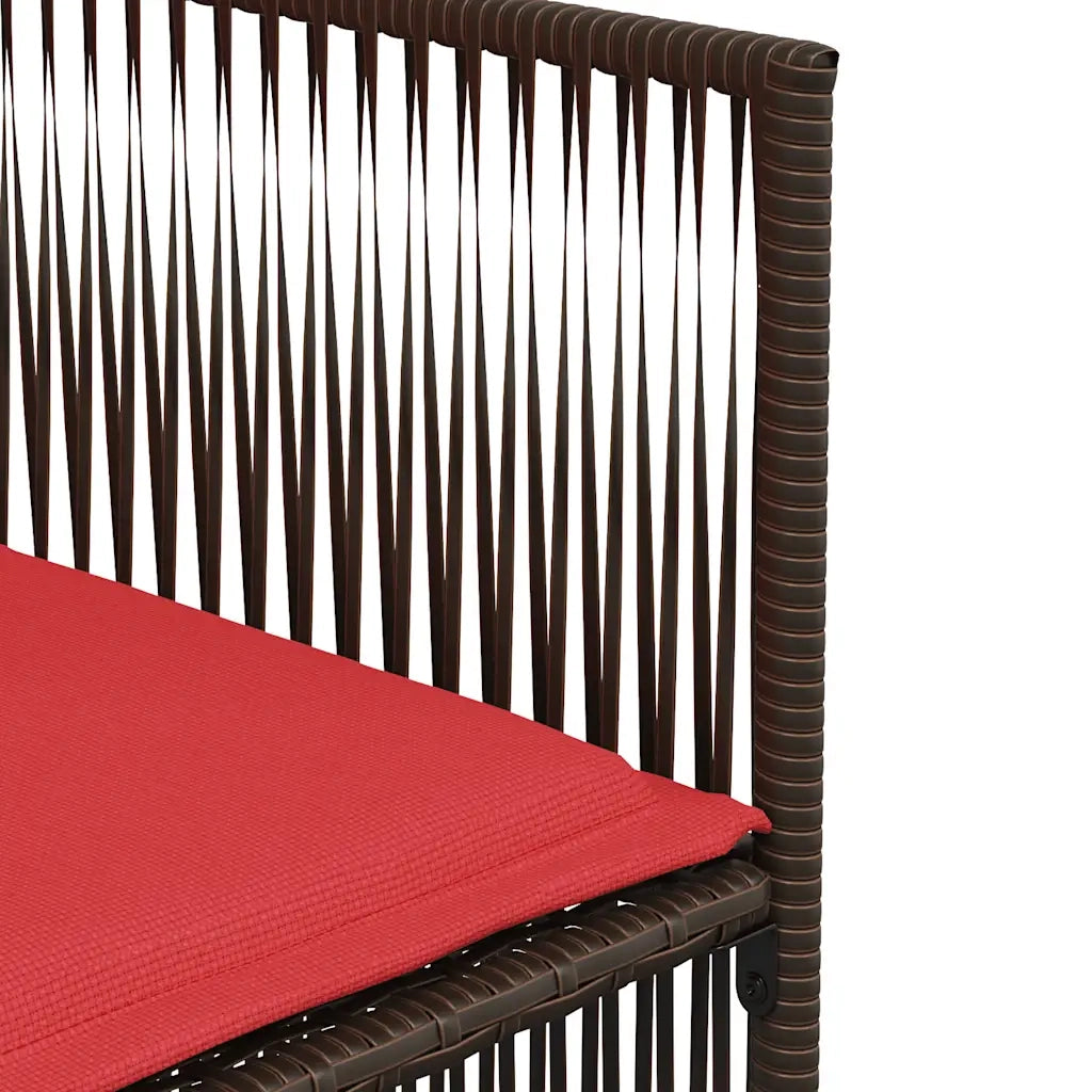 Set da pranzo da giardino da 7 pz con Cuscini in Polyrattan Marrone 369015