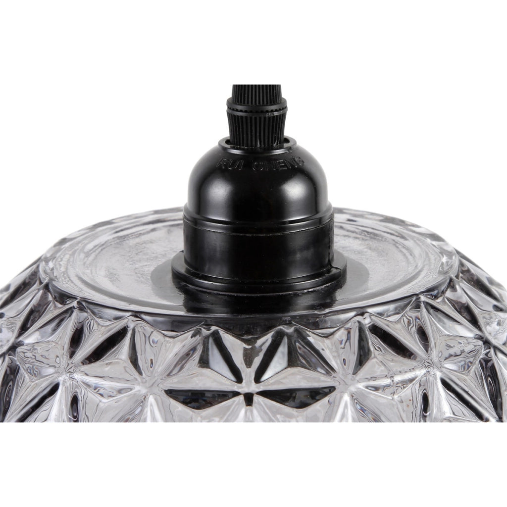 Lampada a sospensione Mia in vetro fume' e texture diamantata