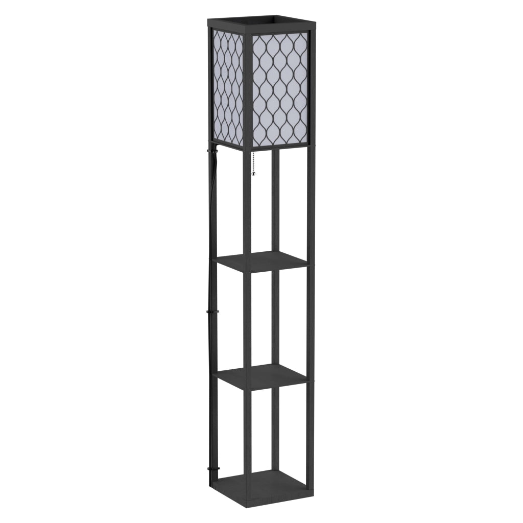 EasyComfort Lampada Lampadina da Terra Salvaspazio con Ripiani Durevole Cotone, MDF 26 x 26 x 160 cm Nero, bianco