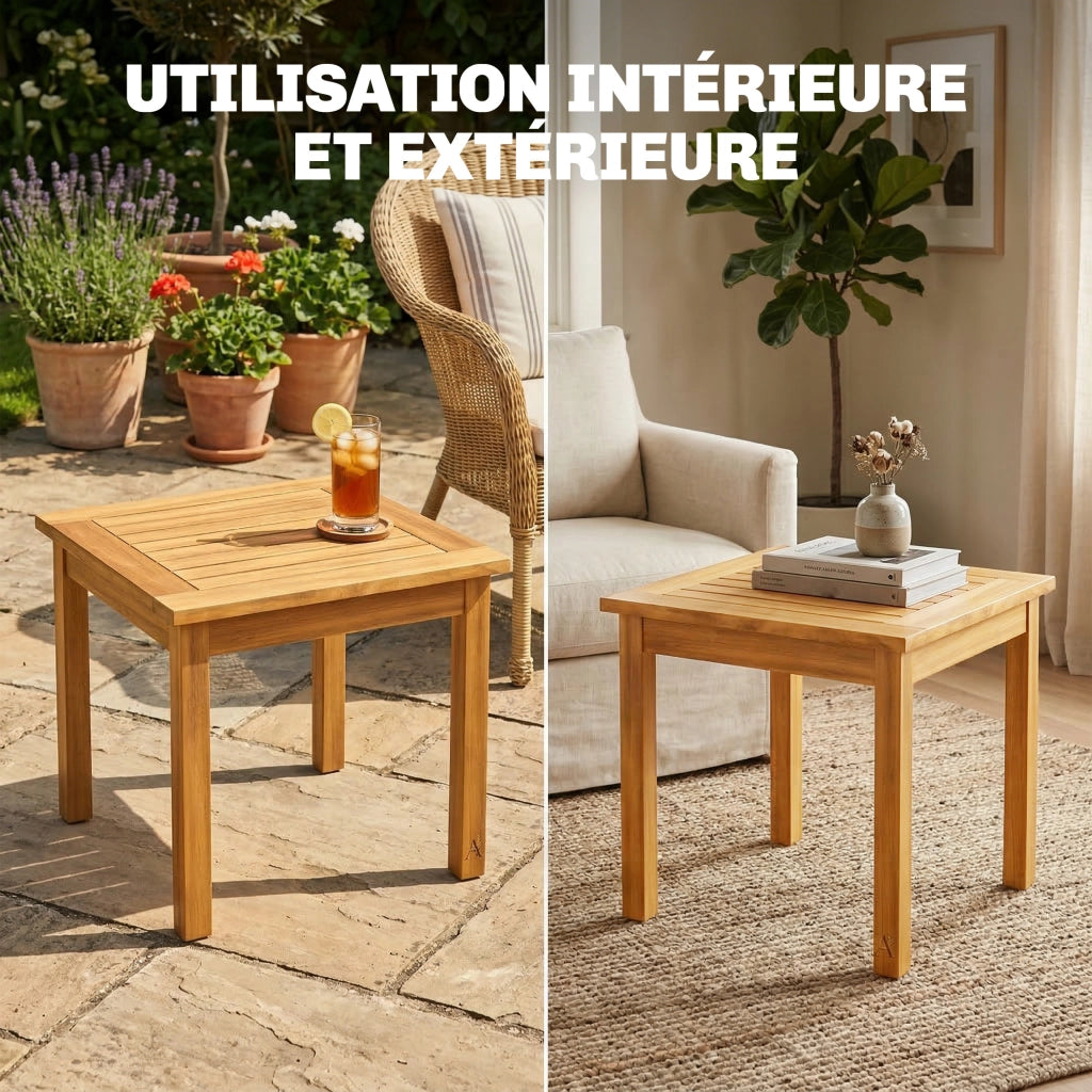 Tavolino da Giardino Quadrato in Legno Acacia Massello ¨C Xylo ¨C 48x48x46cm Naturale