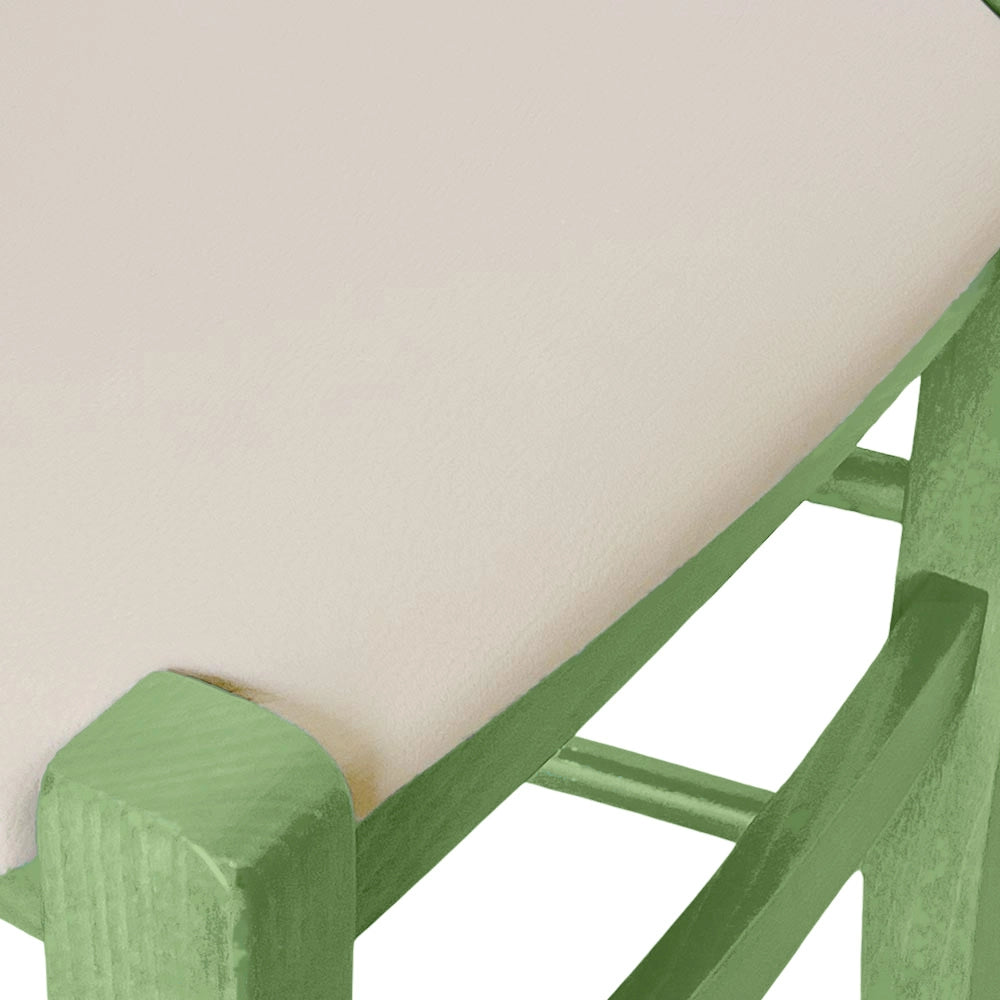 Sedie da sala da pranzo in legno Venezia verde con seduta in similpelle beige