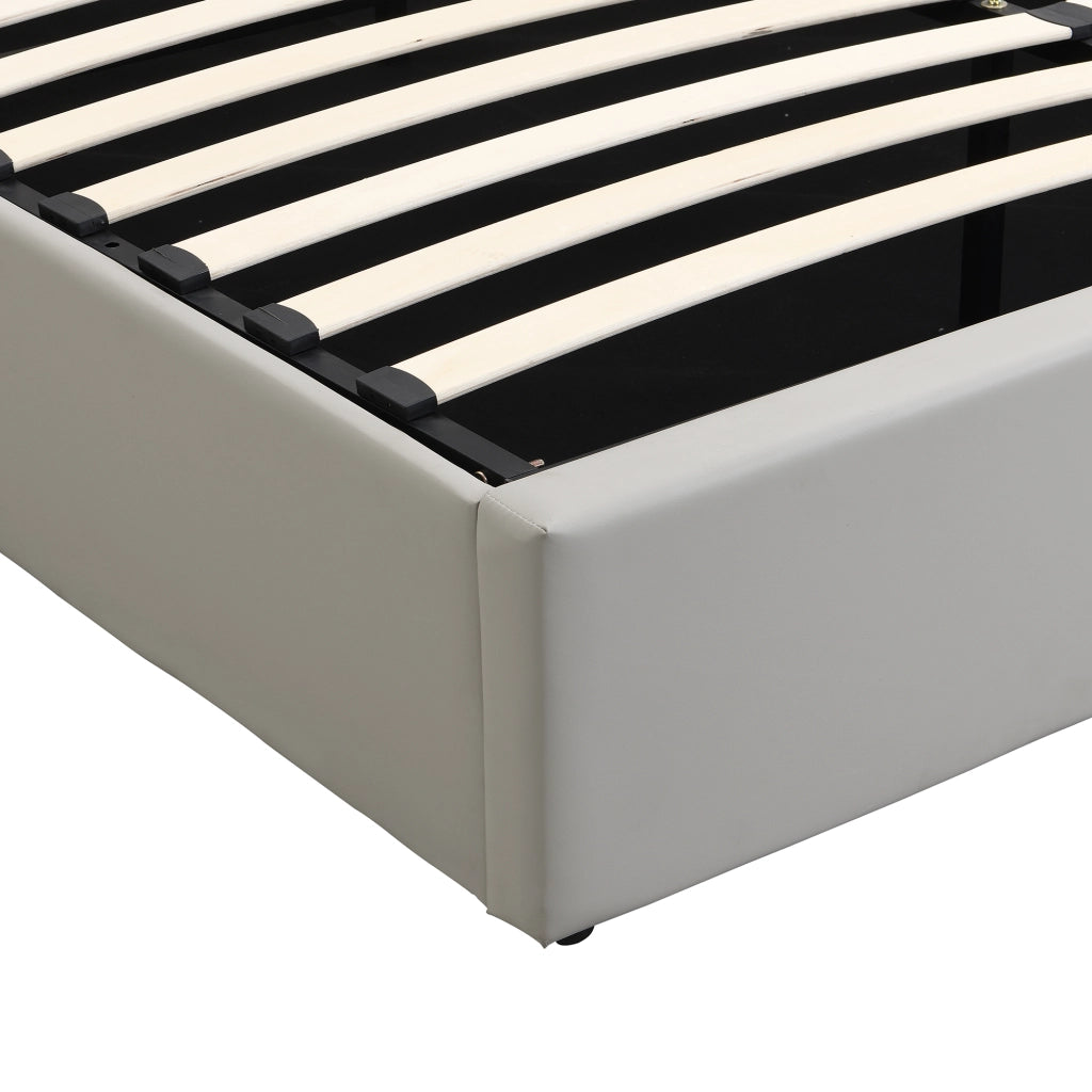 Letti contenitori 140x190 cm multifunzione; PU grigio (Senza materasso)