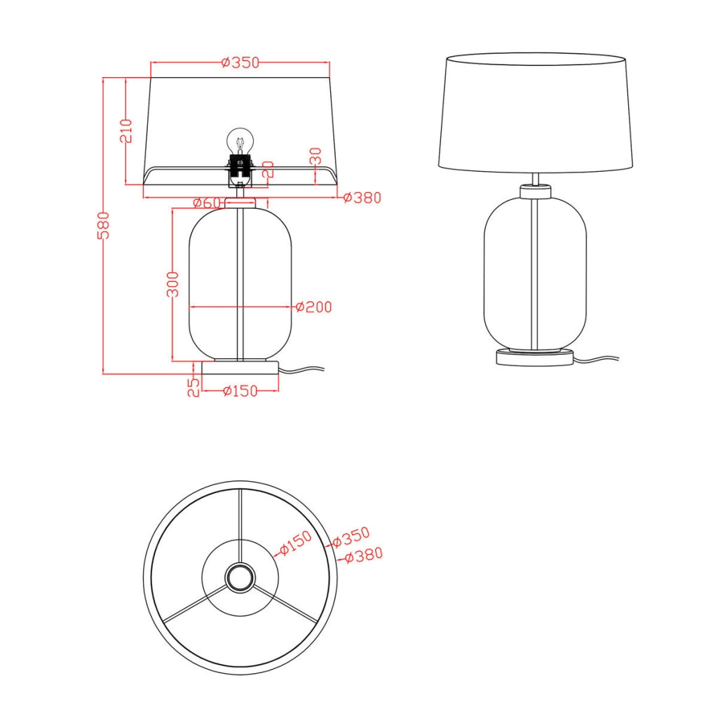 Lampada da tavolo Amur trasparente oro E27 Light Prestige