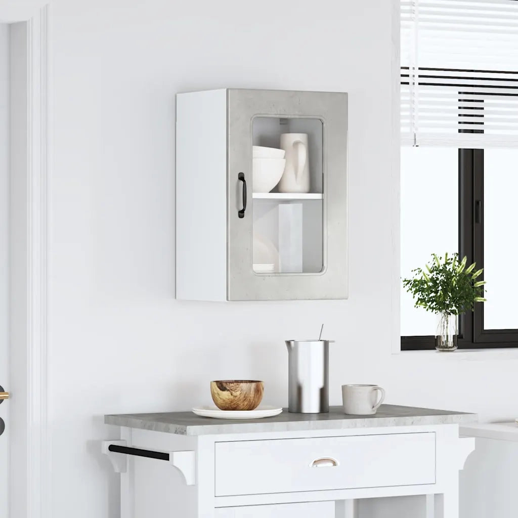 Pensile da Cucina con Porta in Vetro Kalmar Grigio Cemento 853531