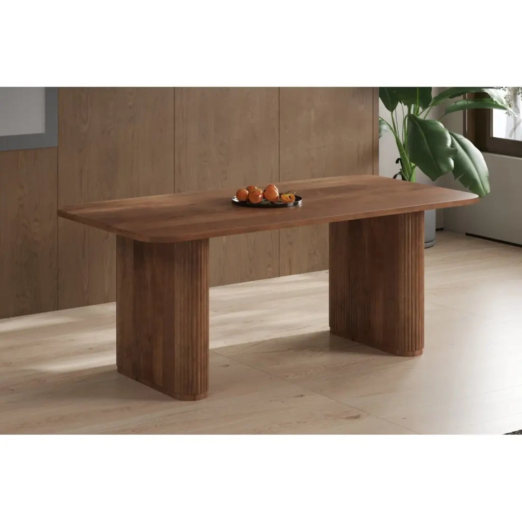 Tavolo da pranzo TALVORA – 200 cm – Legno massello di mango – Stile contemporaneo – Finitura naturale robusta