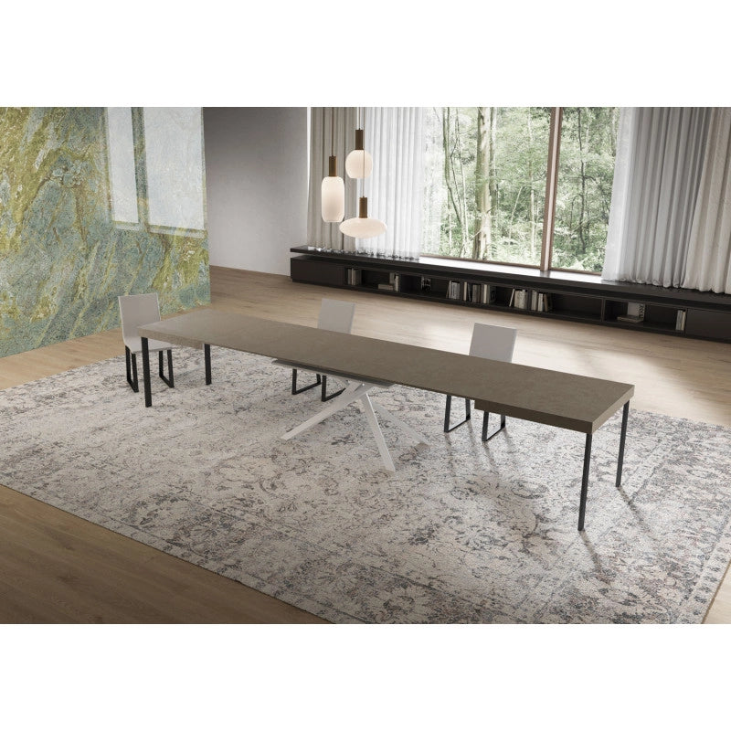 Tavolo allungabile 160/420x90 cm Niket telaio Bianche - Tortora