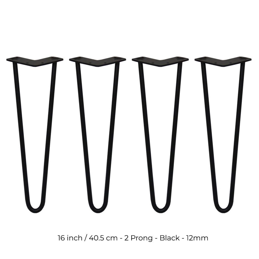4 Gambe per Tavolo a Forcina SkiSki Legs 40,6cm Acciaio Nero 2 Rebbi 12mm
