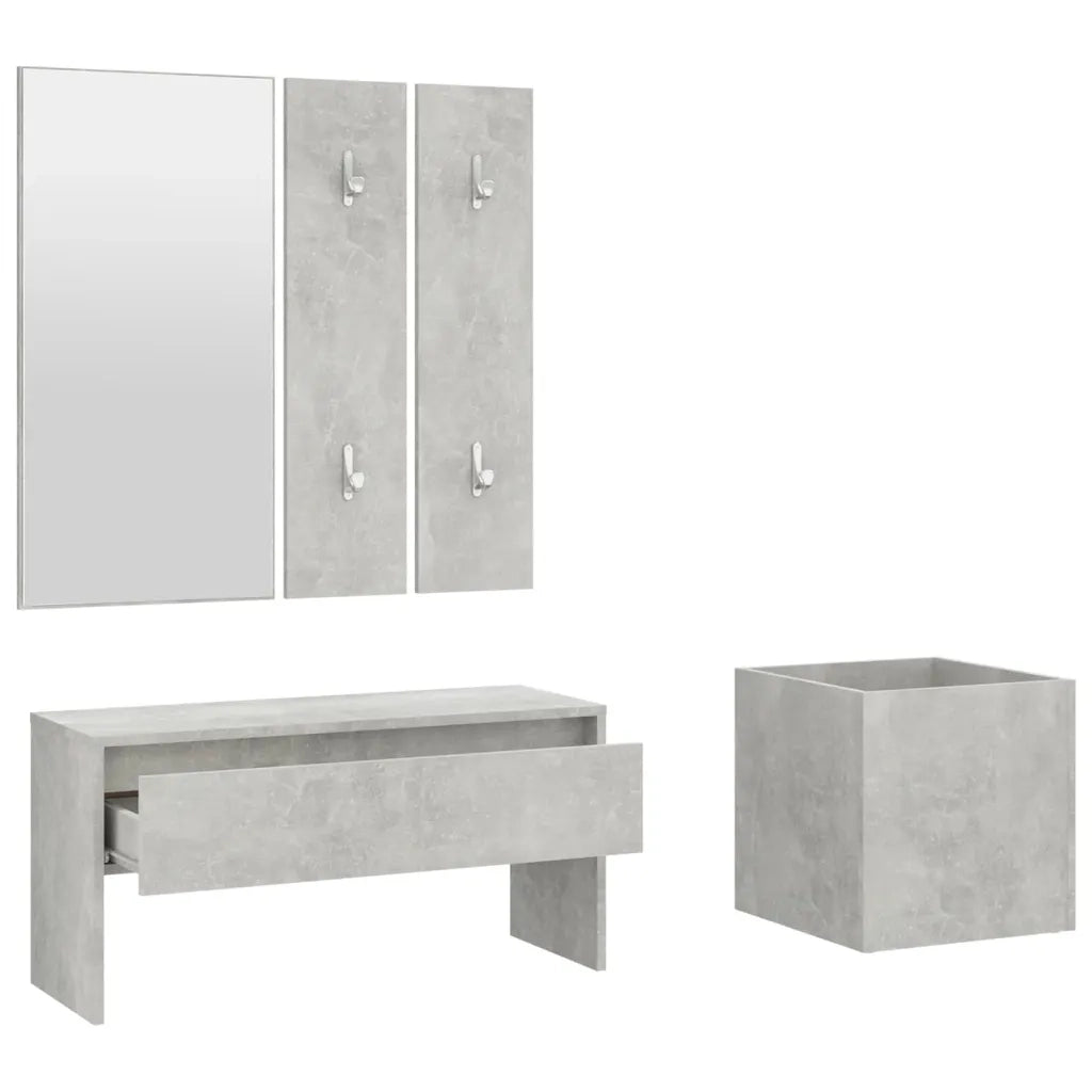 Set di Mobili da Corridoio Grigio Cemento in Legno Multistrato cod mxl 73558