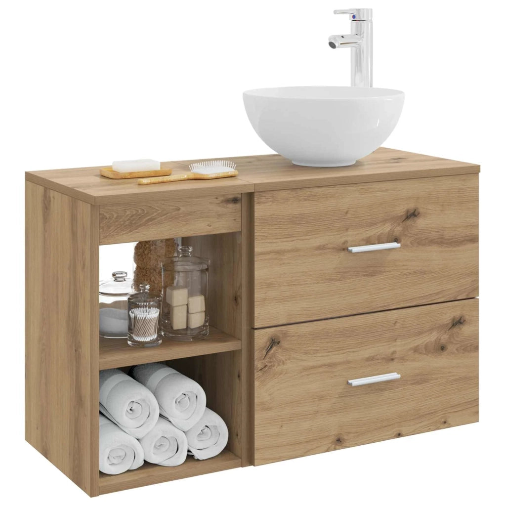 Set di mobili per il bagno 2 pz Rovere Artigianale 3403879