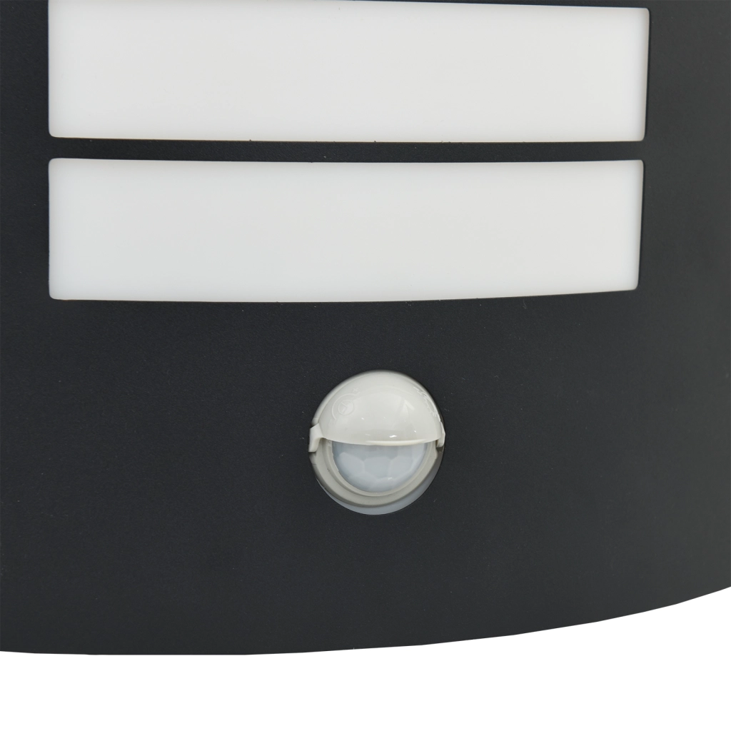 Lampada da parete esterna con sensore 2 pz in acciaio inox nero IP44