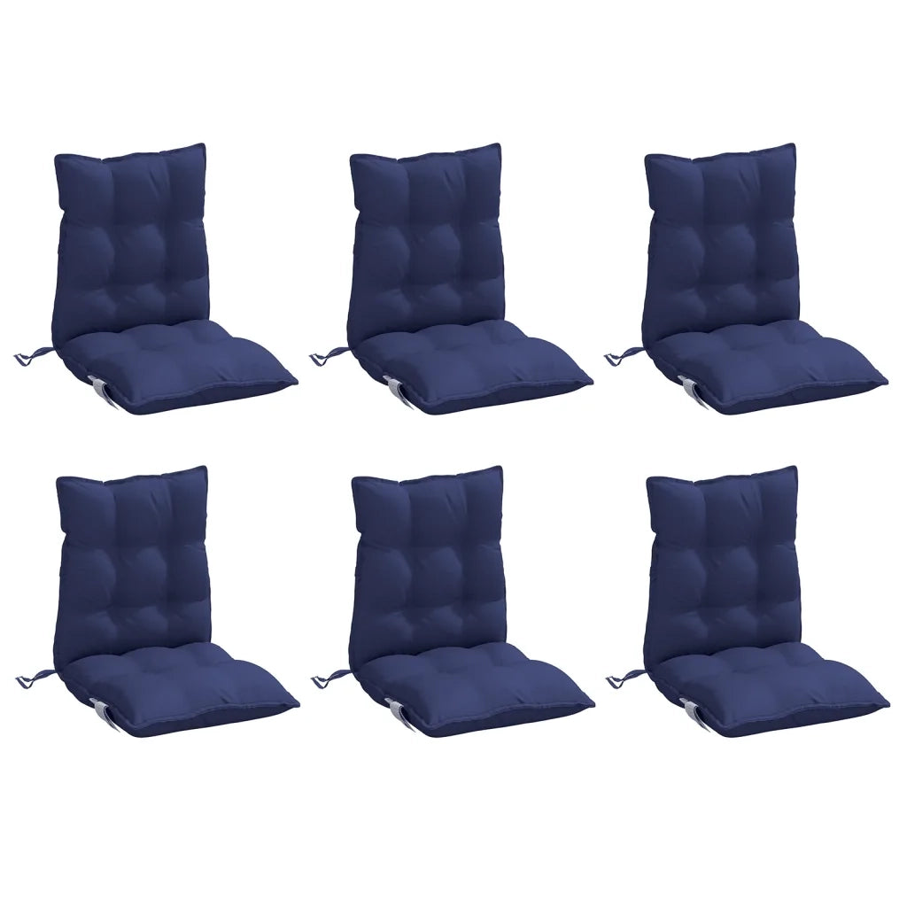 Cuscini Sedia Schienale Basso 6 pz Blu Marino in Tessuto Oxford 377739