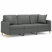 Divano | Divano da soggiorno | Sofa a 3 Posti con Cuscini Grigio Scuro 180 cm in Tessuto