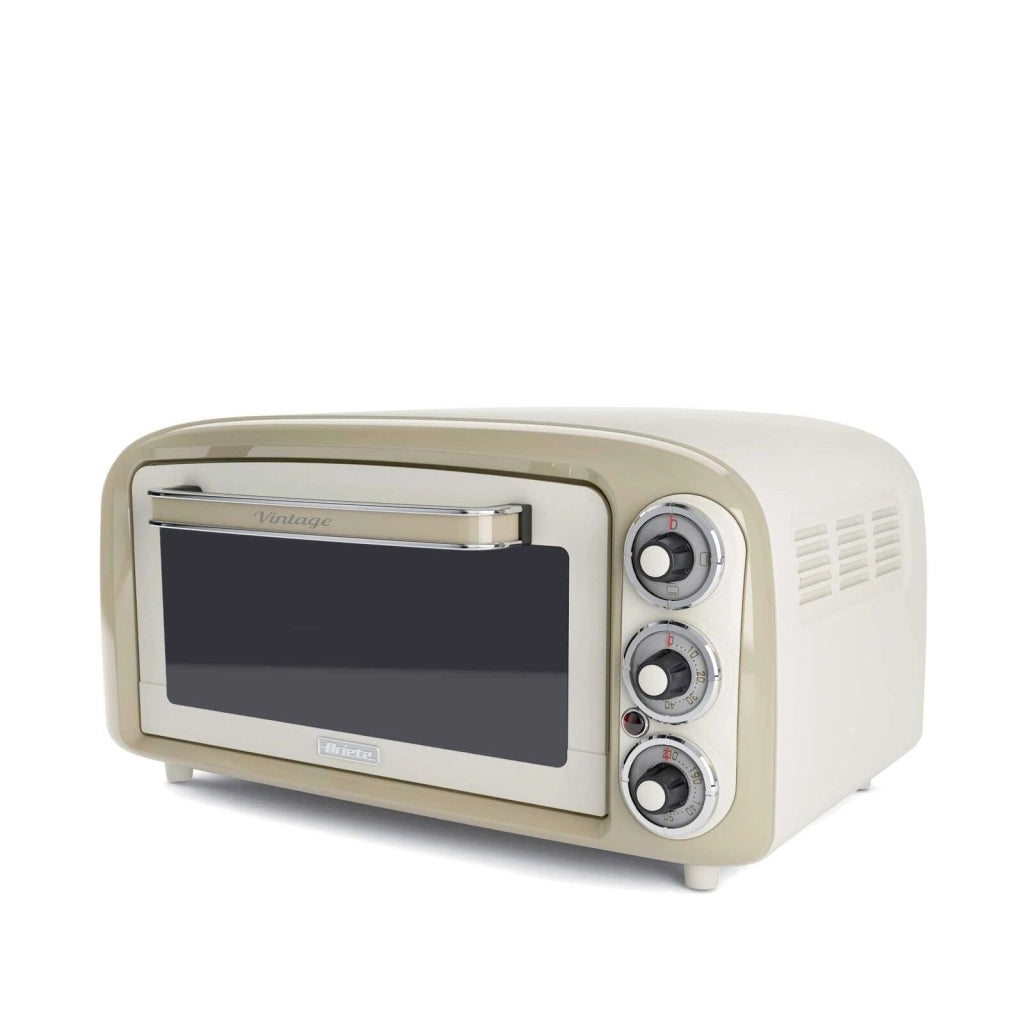 Ariete 979 - Fornetto elettrico 18 L, Potenza 1380 W, Funzioni di cottura: ventilato, grill e statica, Timer 60 minuti, Termostato regolabile fino a 230 °C, Linea Vintage, Colore Beige