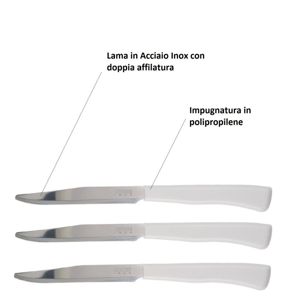 Coltelli Bistecca 24pz Manico in Polipropilene Doppia Affilatura 22cm Rosso