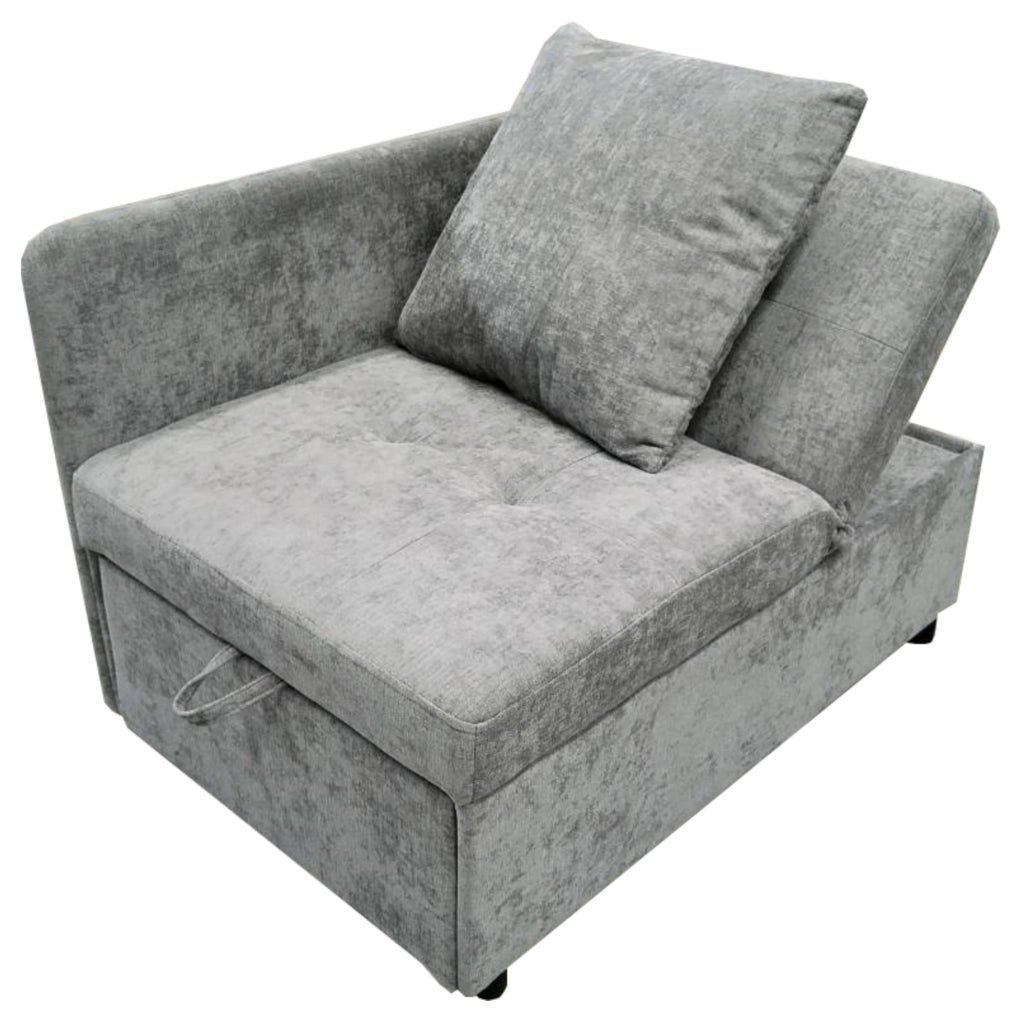 Divano letto 3 in 1 con schienale regolabile a 5 posizioni in lino grigio