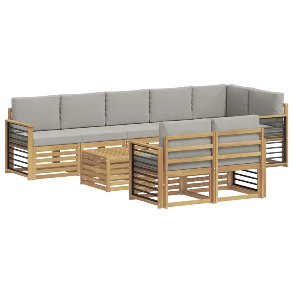 Set di divani da esterno 9 pcs Bianco e Grigio Chiaro