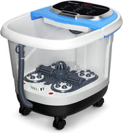 Idromassaggio per Piedi Idromassaggiatore Plantare Massaggio Shiatsu, con Funzione Calore Timer e Rulli, Luce a Infrarossi, 15L, Blu