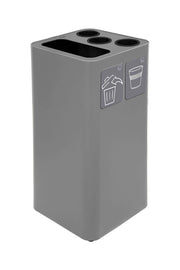 Pattumiera a Bidone da 100 L 38,3x38,3x82,5 cm 3 Scomparti Tubolari e 1 Scomparto Gettacarta in Acciaio Verniciato