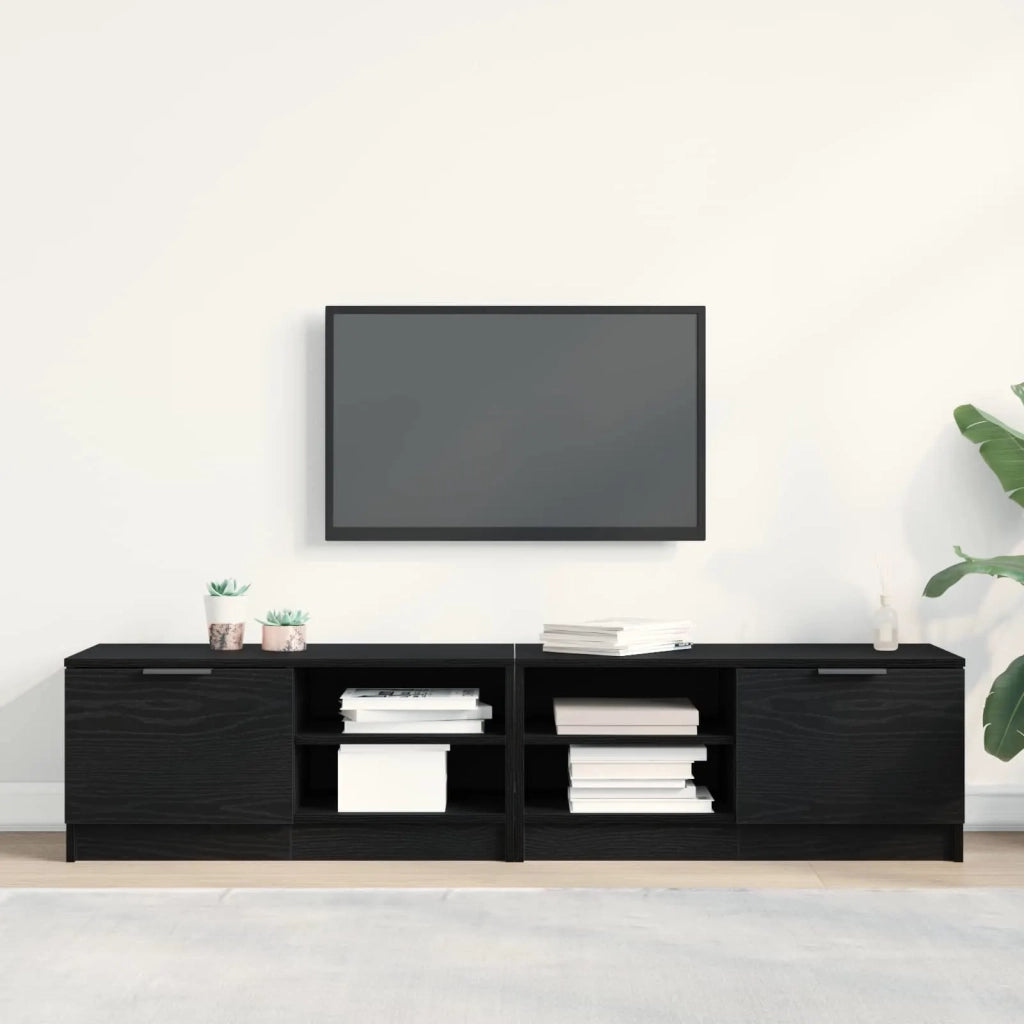 Mobile TV 2 pcs Rovere Nero 80 x 35 x 36,5 cm Legno multistrato 862746