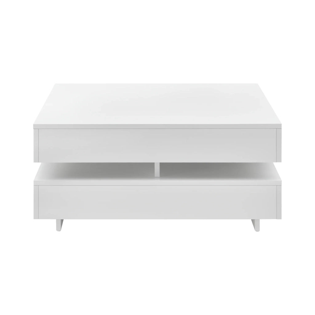 Tavolino con 4 vani portaoggetti 75 x 75 cm spessore 15 mm bianco lucido 03 0006141