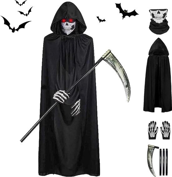 Costume della Morte Nera con Maschera di Teschio Guanti - Adulti/Bambini Senza Genere - Cosplay Carnevale Mascherata