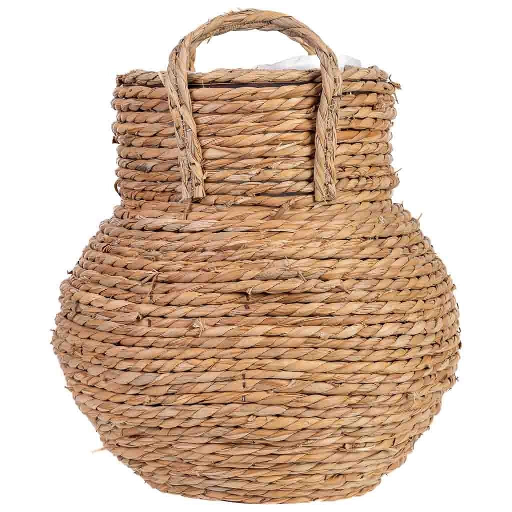 Vaso decorativo in corda con manici cm 20x20x33h