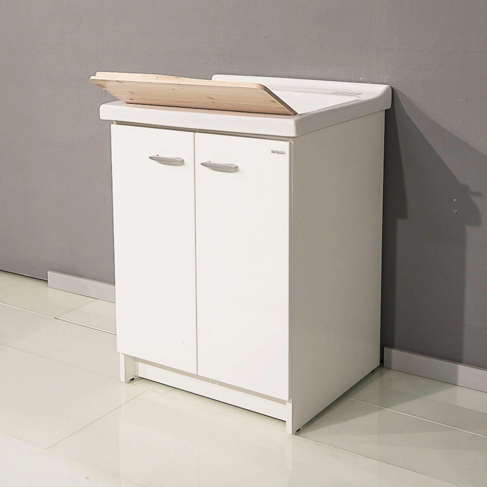 Mobile Lavatoio 63x60x87 cm 2 Ante Asse in Legno Montegrappa Acqua Marella Bianco Lucido