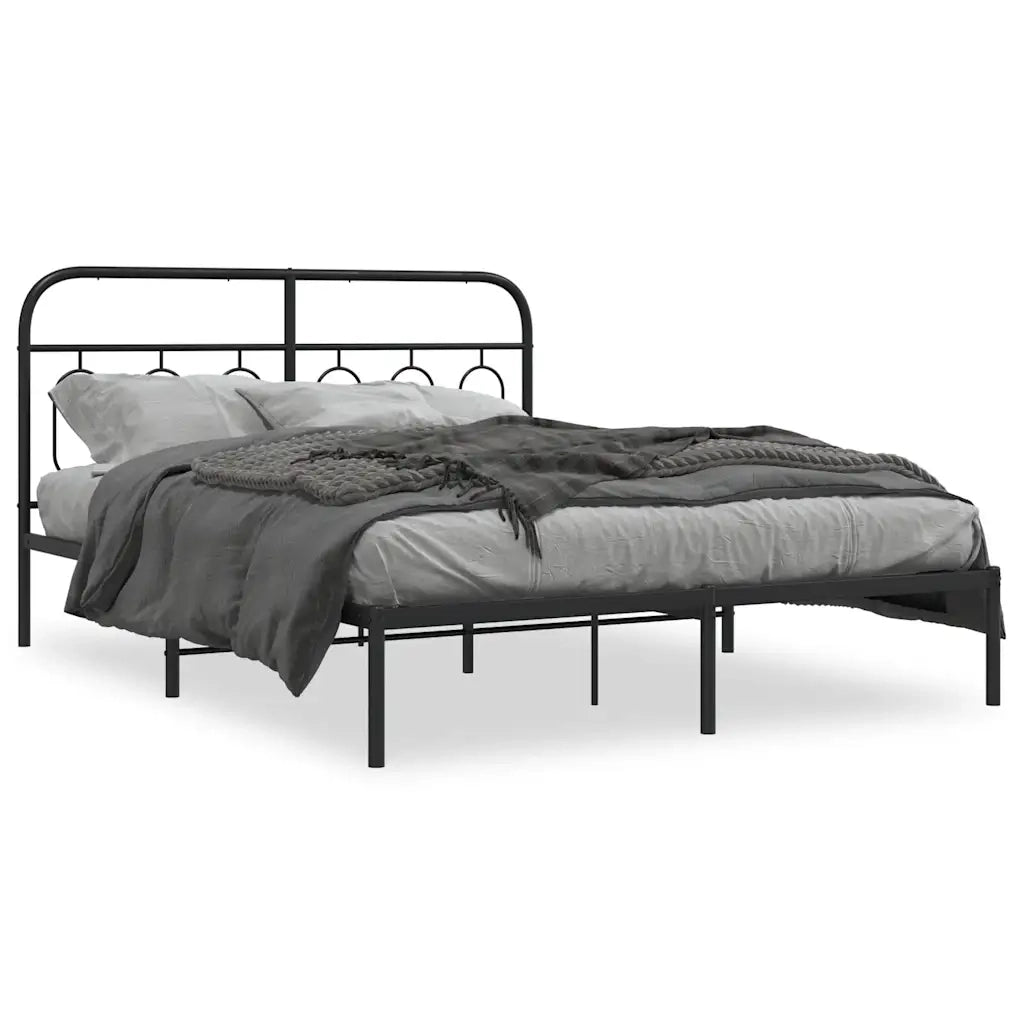 Giroletto con Testiera-Struttura Letto con testiera in Metallo Nero 135x190 cm 422228