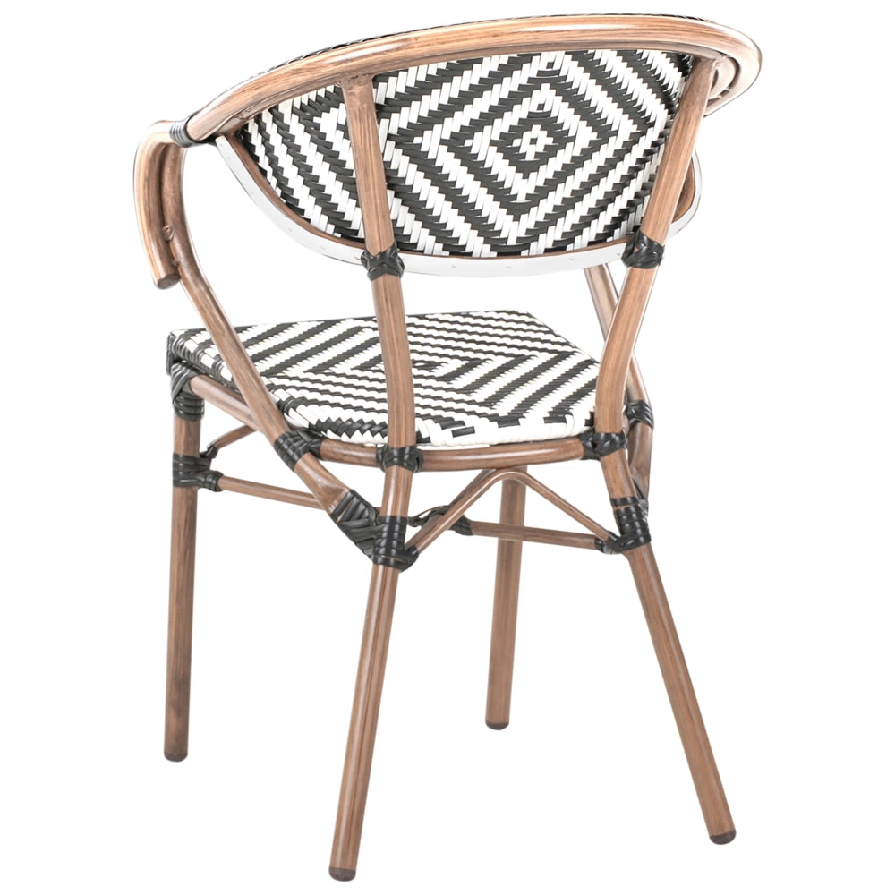 Set da pranzo da giardino a 4 posti in rattan marrone scuro e alluminio Bianco e nero struttura in alluminio