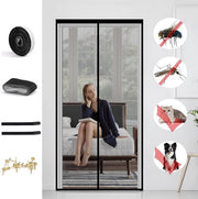 Sistema di protezione dalle zanzare magnetico 90x210 cm per porta finestra - porte zanzare - robusto vetro fibroso - cinturino di gomma - forti magneti - cornice nera