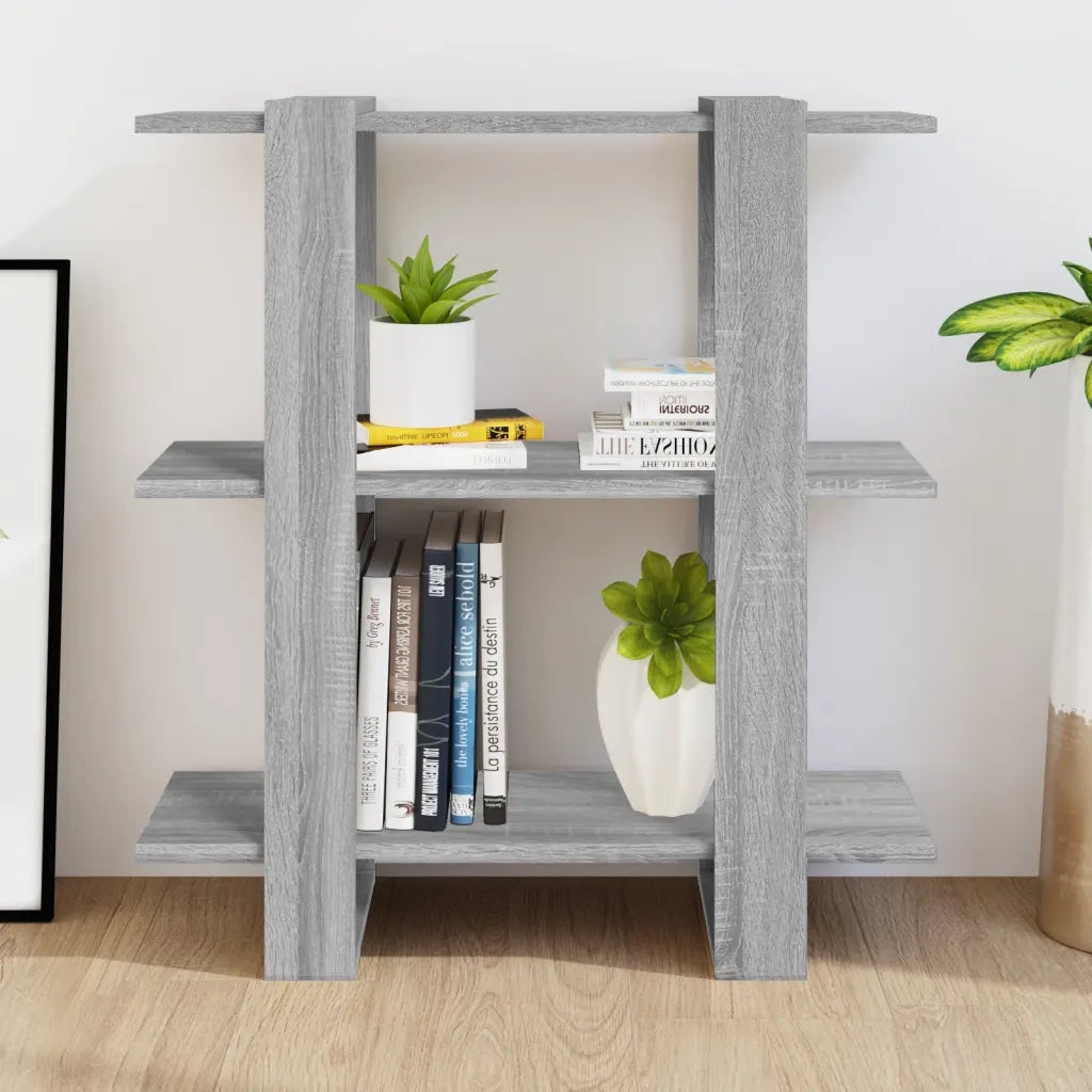Libreria Divisorio-Scaffale per Libri-Mobile di Stoccaggio Grigio Sonoma 80x30x87 cm