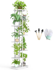 Stand per fiori con 8 livelli e attrezzo per giardino - 141 cm alto - Bianco