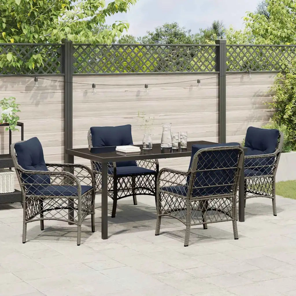 Set da Pranzo per Giardino 5 pcs Grigio e Nero Rattan 3380249