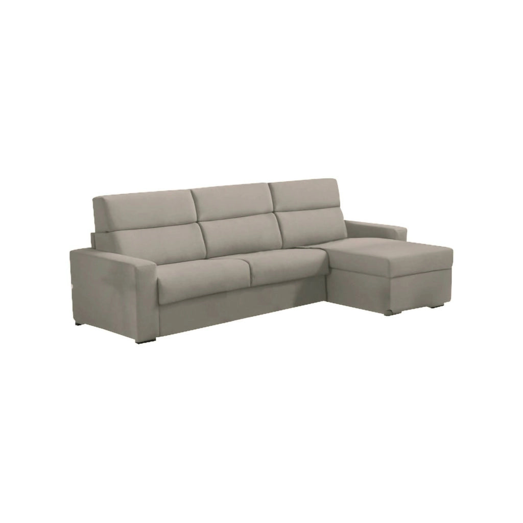 Celleno, Divano Letto con Penisola Sfoderabile Made in Italy, 280x160 cm Grigio Tortora