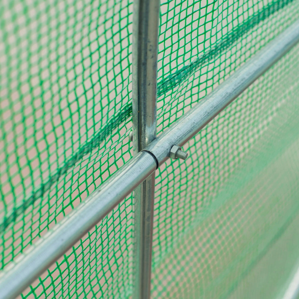 Serra a tunnel con finestre, struttura in acciaio, 445x190x200 cm, verde