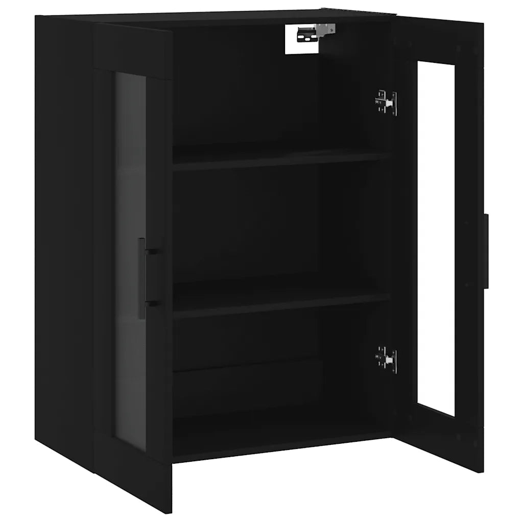Elegante mobiletto a parete con pratico vano contenitore 69,5 x 34 x 90 cm in legno nero 02_0048642