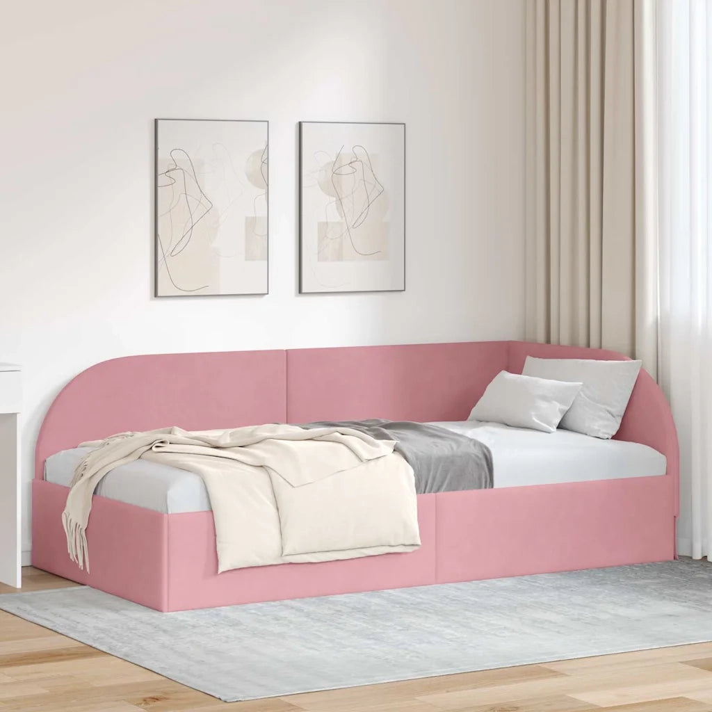 Cornice del letto ad angolo Rosa 90 cm x 190 cm Velluto 42016639