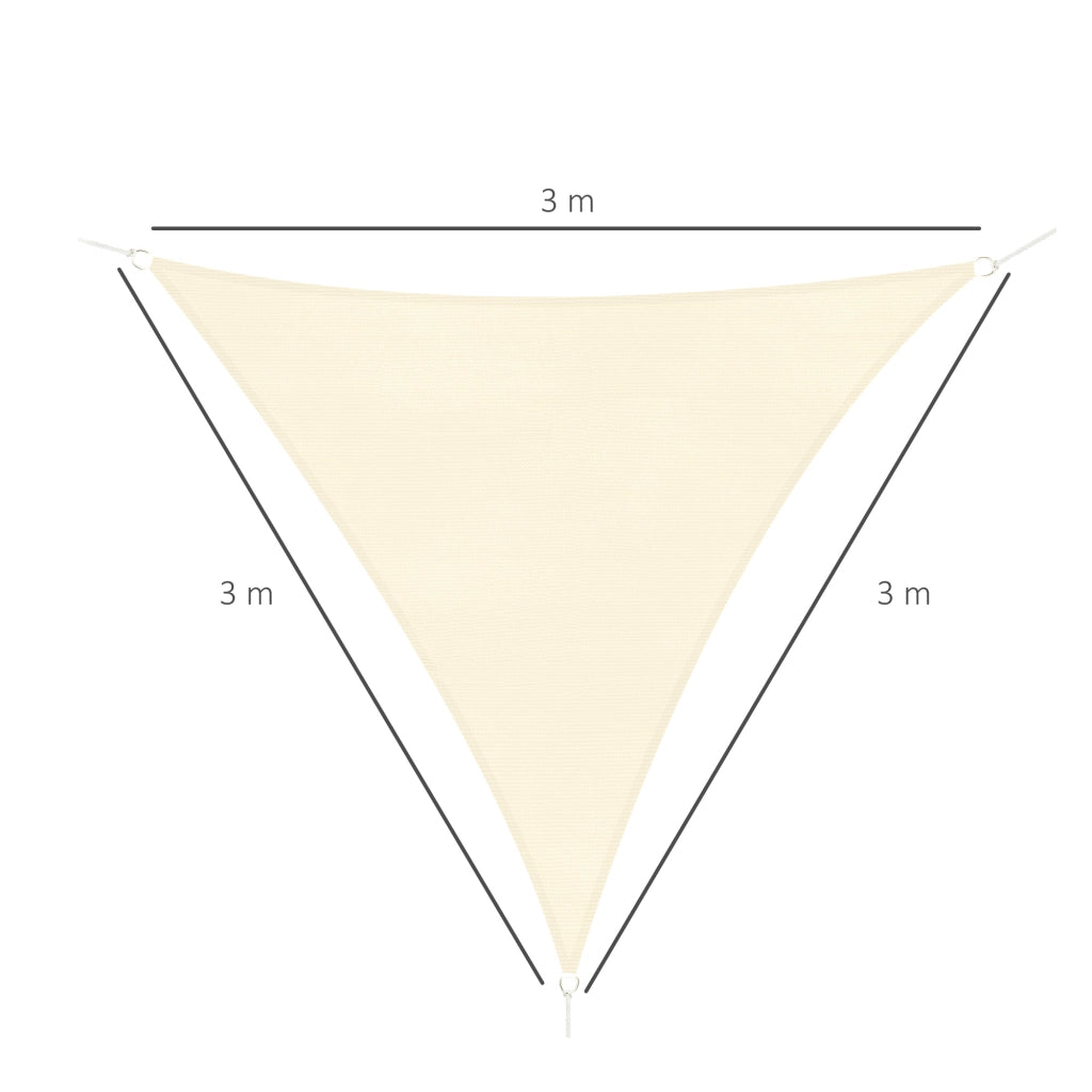 Tenda a Vela Triangolare Parasole in HDPE per Spazi Esterni, 3x3x3 m, Crema Bianco Avorio