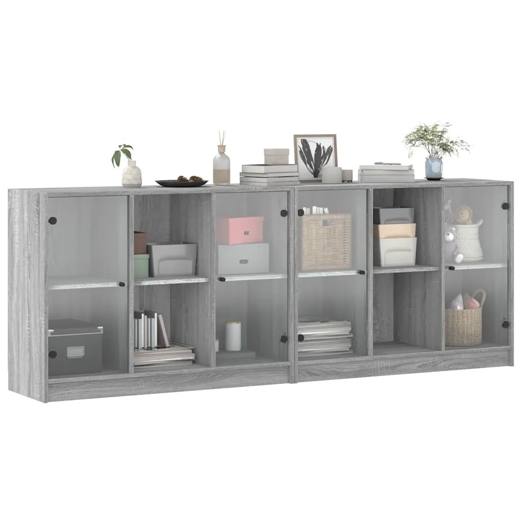Libreria con Ante Grigio Sonoma 204x37x75 cm Legno Multistrato 3206536