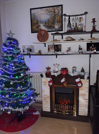 Camino Elettrico da Pavimento 90,3x98x30 cm Effetto Fiamma 2000W Rock & Galileo Gold Noce