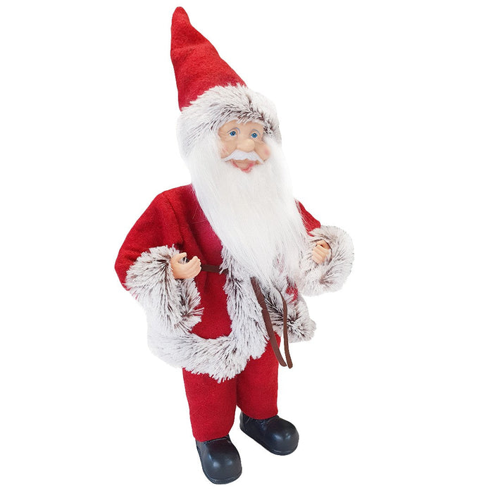 Pupazzo Babbo Natale H40 cm con Minilucciole Rosso e Grigio