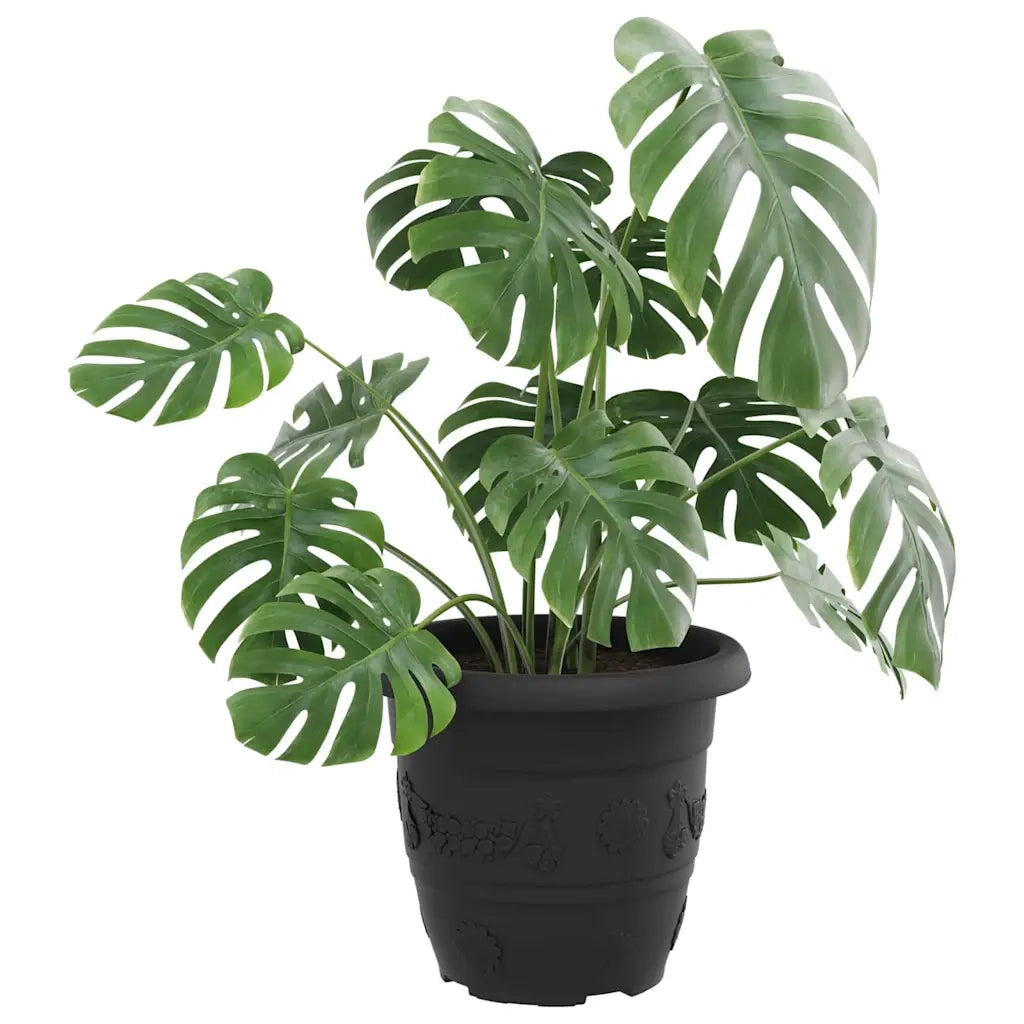 Vaso Rotondo per Fiori 6 pcs Nero Ø 30 x 25 cm Plastica 42020286