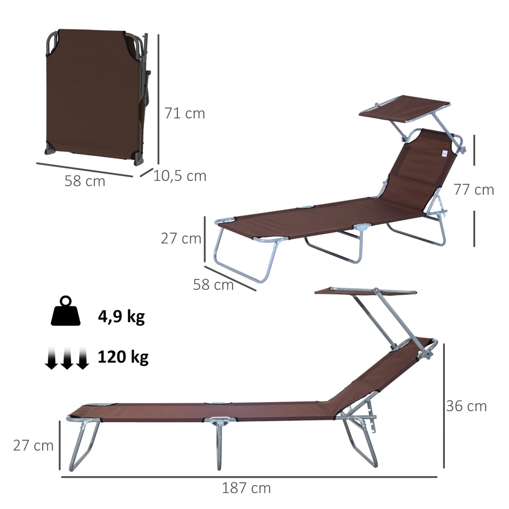 Sdraio pieghevole da giardino ¨C zephmum ¨C 4 posizioni, marrone
